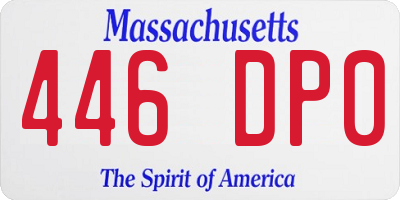 MA license plate 446DP0