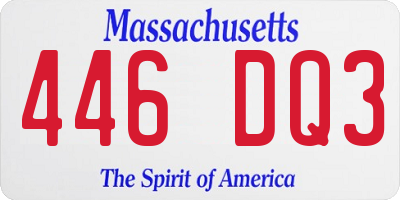 MA license plate 446DQ3