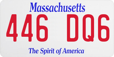 MA license plate 446DQ6