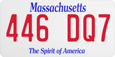MA license plate 446DQ7