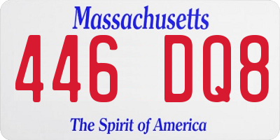 MA license plate 446DQ8