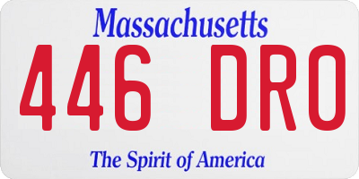 MA license plate 446DR0