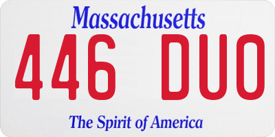MA license plate 446DU0