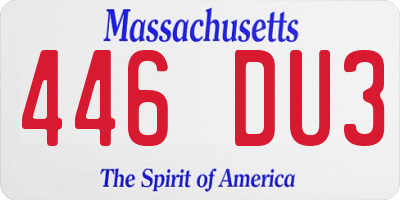 MA license plate 446DU3