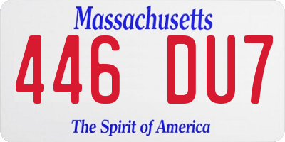 MA license plate 446DU7