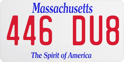MA license plate 446DU8