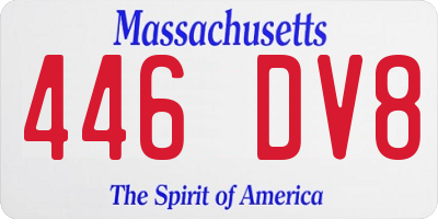 MA license plate 446DV8