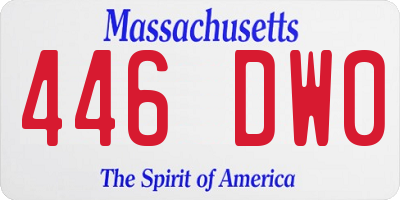 MA license plate 446DW0