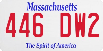 MA license plate 446DW2