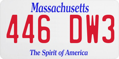 MA license plate 446DW3