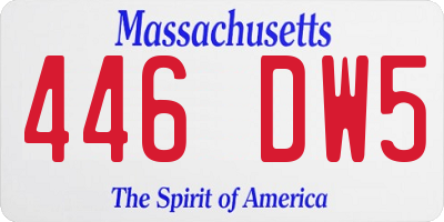 MA license plate 446DW5
