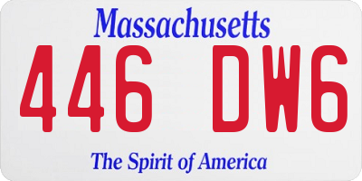 MA license plate 446DW6