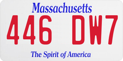 MA license plate 446DW7