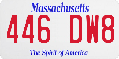 MA license plate 446DW8