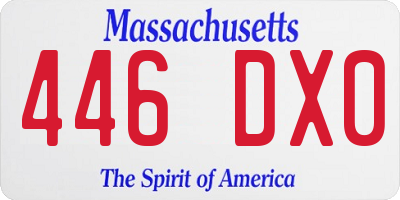MA license plate 446DX0