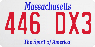 MA license plate 446DX3