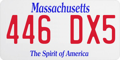 MA license plate 446DX5