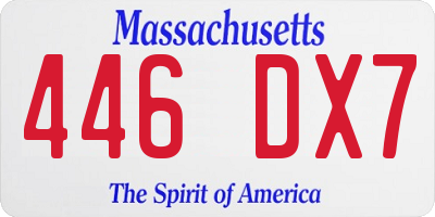 MA license plate 446DX7