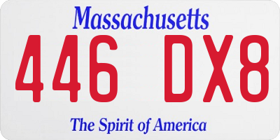 MA license plate 446DX8