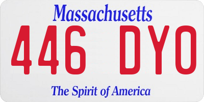 MA license plate 446DY0