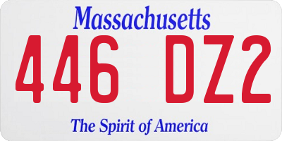 MA license plate 446DZ2