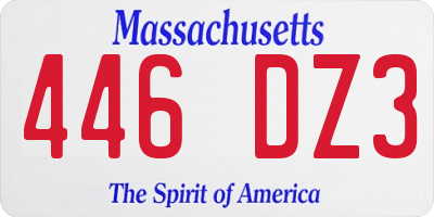 MA license plate 446DZ3