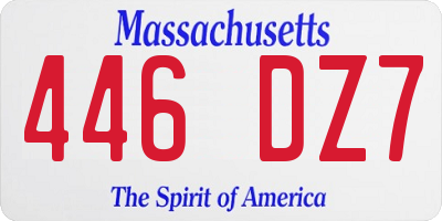 MA license plate 446DZ7