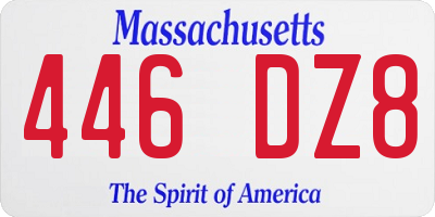 MA license plate 446DZ8