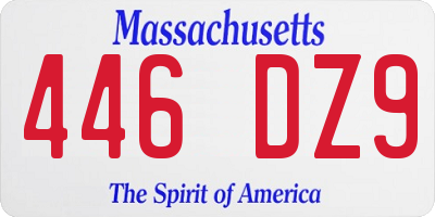 MA license plate 446DZ9