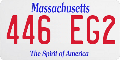 MA license plate 446EG2