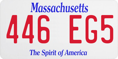 MA license plate 446EG5