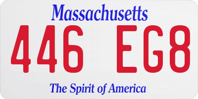 MA license plate 446EG8