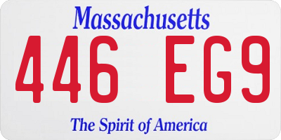 MA license plate 446EG9