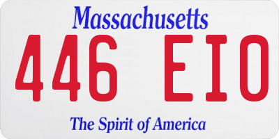 MA license plate 446EI0