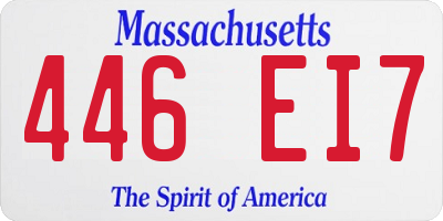 MA license plate 446EI7