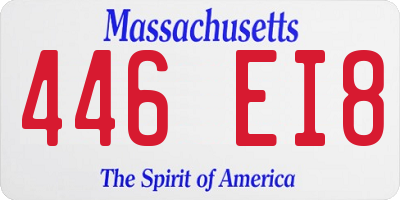 MA license plate 446EI8