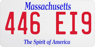 MA license plate 446EI9