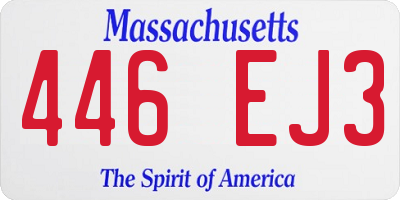 MA license plate 446EJ3