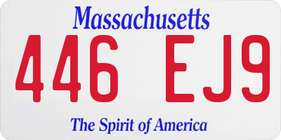 MA license plate 446EJ9