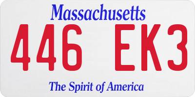 MA license plate 446EK3
