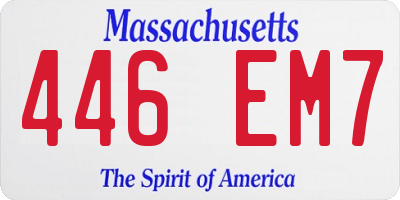 MA license plate 446EM7