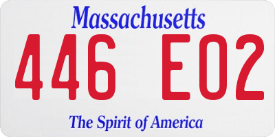 MA license plate 446EO2