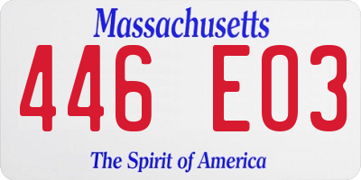 MA license plate 446EO3