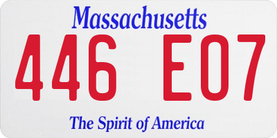 MA license plate 446EO7