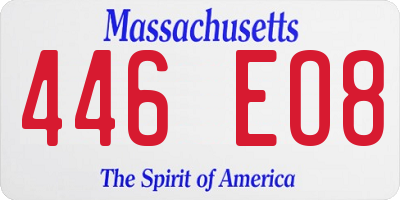 MA license plate 446EO8