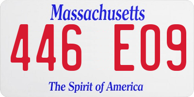 MA license plate 446EO9
