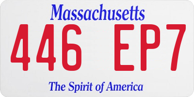 MA license plate 446EP7