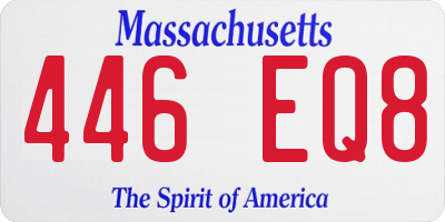 MA license plate 446EQ8