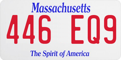 MA license plate 446EQ9
