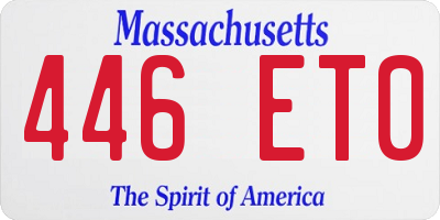 MA license plate 446ET0